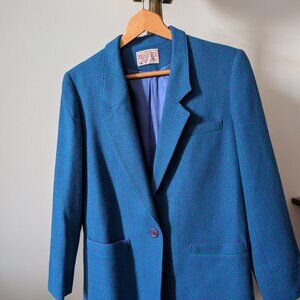 Fun Vintage Pendleton Blazer - Teal and Purple Houndstooth